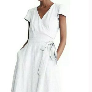 POLO Ralph Lauren White Linen Full Wrap Cap Sleeve maxi Dress Size 12